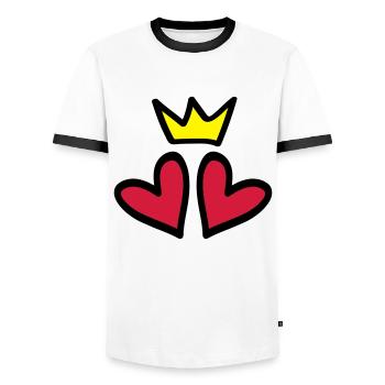 heart crown heart love symbol - Men's Ringer Shirt - white/black - Front - AI Model Female 172 light (172cm) & AI Model Male 178 dark (178cm)