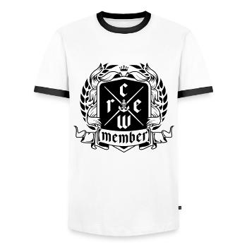 crew member design - T-shirt contrasté Homme - blanc/noir - Devant - AI Model Female 172 light (172cm) & AI Model Male 178 dark (178cm)