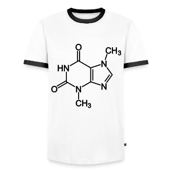 La théobromine / Chocolat - T-shirt contrasté Homme - blanc/noir - Devant - AI Model Female 172 light (172cm) & AI Model Male 178 dark (178cm)
