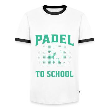 born to play padel forced to go to school - Men's Ringer Shirt - white/black - Front - AI Model Female 172 light (172cm) & AI Model Male 178 dark (178cm)