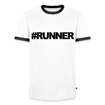 Run running jogging running marathon - Men's Ringer Shirt - white/black - Front - AI Model Female 172 light (172cm) & AI Model Male 178 dark (178cm)
