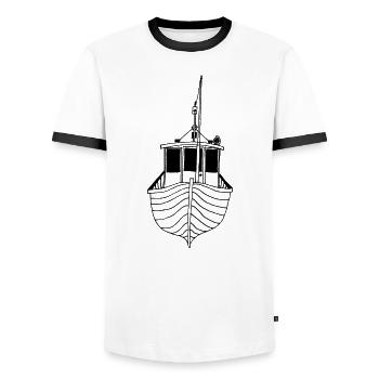 Sailing sailor sailor boat anchor cool design - Men's Ringer Shirt - white/black - Front - AI Model Female 172 light (172cm) & AI Model Male 178 dark (178cm)