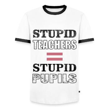ENSEIGNANTS STUPIDES = ÉLÈVES STUPIDES - T-shirt contrasté Homme - blanc/noir - Devant - AI Model Female 172 light (172cm) & AI Model Male 178 dark (178cm)