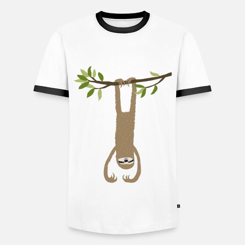 Faultier - Männer Kontrast-T-Shirt - Weiß/Schwarz
