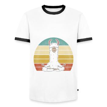 Lamaste - lustige Retro Lama Alpaka Liebhaber Geschenk - Männer Kontrast-T-Shirt - Weiß/Schwarz - Vorne - AI Model Female 172 light (172cm) & AI Model Male 178 dark (178cm)