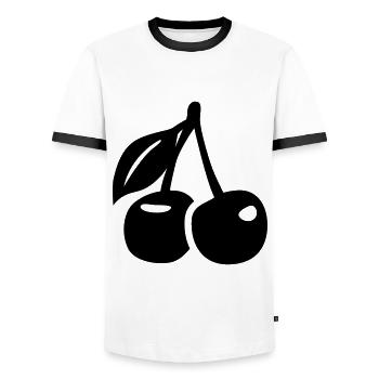 Symbole des cerises - T-shirt contrasté Homme - blanc/noir - Devant - AI Model Female 172 light (172cm) & AI Model Male 178 dark (178cm)