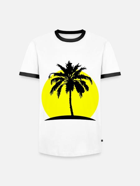 Palm Silhouette Symbol - Men's Ringer Shirt - white/black