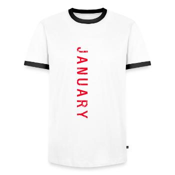 66e anniversaire Original janvier 1959 Volume 59 - T-shirt contrasté Homme - blanc/noir - Devant - AI Model Female 172 light (172cm) & AI Model Male 178 dark (178cm)