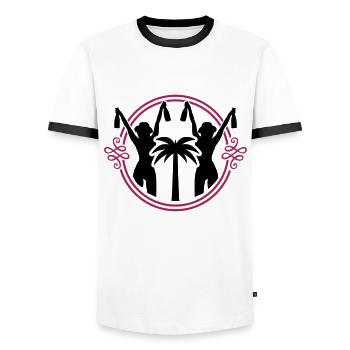 girls party palm women vacation silhouette - Men's Ringer Shirt - white/black - Front - AI Model Female 172 light (172cm) & AI Model Male 178 dark (178cm)