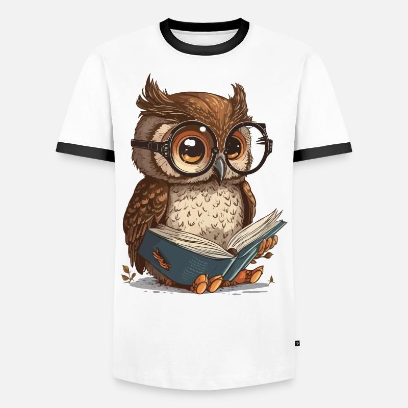 Weise Eule - Männer Kontrast-T-Shirt - Weiß/Schwarz