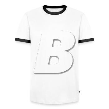 B - Men's Ringer Shirt - white/black - Front - AI Model Female 172 light (172cm) & AI Model Male 178 dark (178cm)