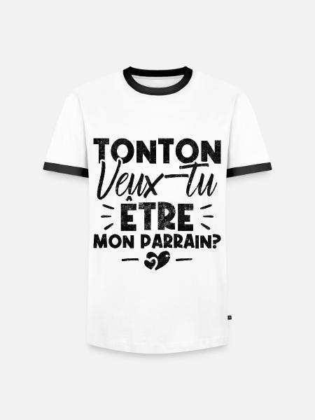 Tonton Veux tu être Mon Parrain? - T-shirt contrasté Homme - blanc/noir