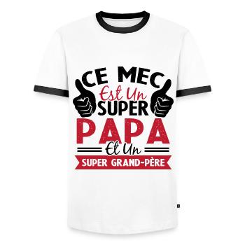Super papa et Super grand-père - T-shirt contrasté Homme - blanc/noir - Devant - AI Model Female 172 light (172cm) & AI Model Male 178 dark (178cm)