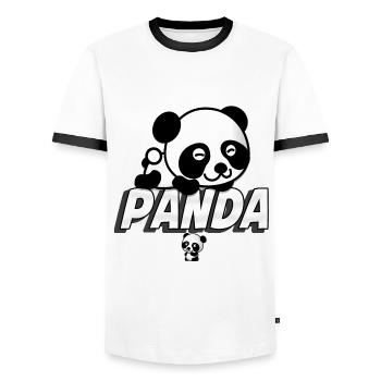 PANDA PANDA - Männer Kontrast-T-Shirt - Weiß/Schwarz - Vorne - AI Model Female 172 light (172cm) & AI Model Male 178 dark (178cm)