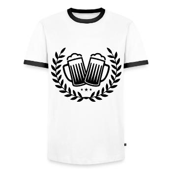 bier icon kranz - Männer Kontrast-T-Shirt - Weiß/Schwarz - Vorne - AI Model Female 172 light (172cm) & AI Model Male 178 dark (178cm)