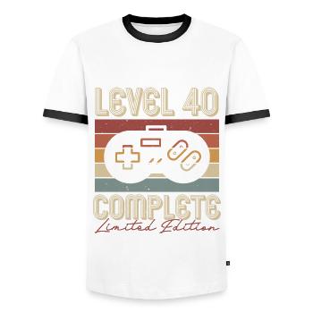 40th Birthday 40th Anniversary Retro Gift - Men's Ringer Shirt - white/black - Front - AI Model Female 172 light (172cm) & AI Model Male 178 dark (178cm)