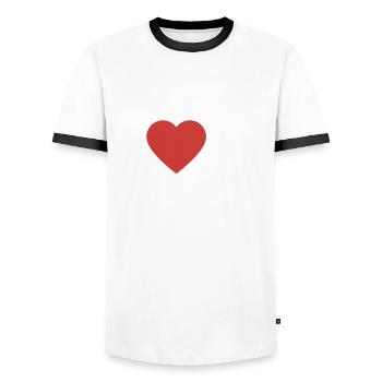 I Love Photovoltaics - Heart - Renewable Energy - Men's Ringer Shirt - white/black - Front - AI Model Female 172 light (172cm) & AI Model Male 178 dark (178cm)