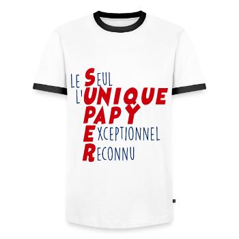 Papy Unique Exceptionnel C'est Mon Papi Le Seul - T-shirt contrasté Homme - blanc/noir - Devant - AI Model Female 172 light (172cm) & AI Model Male 178 dark (178cm)