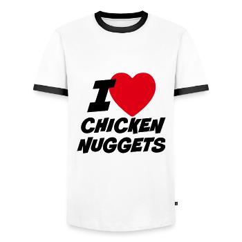 Ich liebe Chicken Nuggets - Männer Kontrast-T-Shirt - Weiß/Schwarz - Vorne - AI Model Female 172 light (172cm) & AI Model Male 178 dark (178cm)