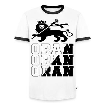 Oran - Men's Ringer Shirt - white/black - Front - AI Model Female 172 light (172cm) & AI Model Male 178 dark (178cm)