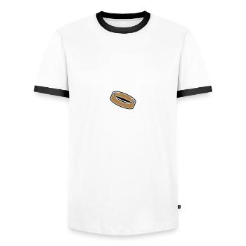 Anneau (2c) - T-shirt contrasté Homme - blanc/noir - Devant - AI Model Female 172 light (172cm) & AI Model Male 178 dark (178cm)