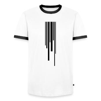 Many strokes pattern - Men's Ringer Shirt - white/black - Front - AI Model Female 172 light (172cm) & AI Model Male 178 dark (178cm)