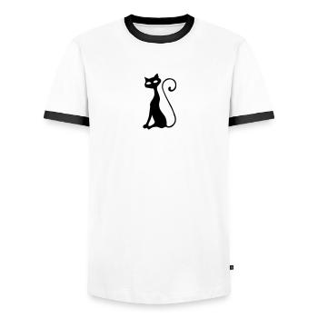 cat - Men's Ringer Shirt - white/black - Front - AI Model Female 172 light (172cm) & AI Model Male 178 dark (178cm)