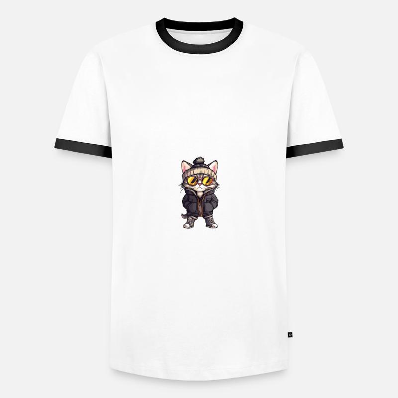 Cat Winter Comic - Men's Ringer Shirt - white/black
