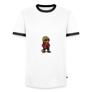 Snake Cobra Winter Comic - Men's Ringer Shirt - white/black - Front - AI Model Female 172 light (172cm) & AI Model Male 178 dark (178cm)