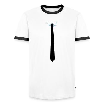 tie - Men's Ringer Shirt - white/black - Front - AI Model Female 172 light (172cm) & AI Model Male 178 dark (178cm)