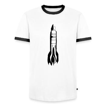 Vecteur de vol spatial spatial de fusée spatiale - T-shirt contrasté Homme - blanc/noir - Devant - AI Model Female 172 light (172cm) & AI Model Male 178 dark (178cm)