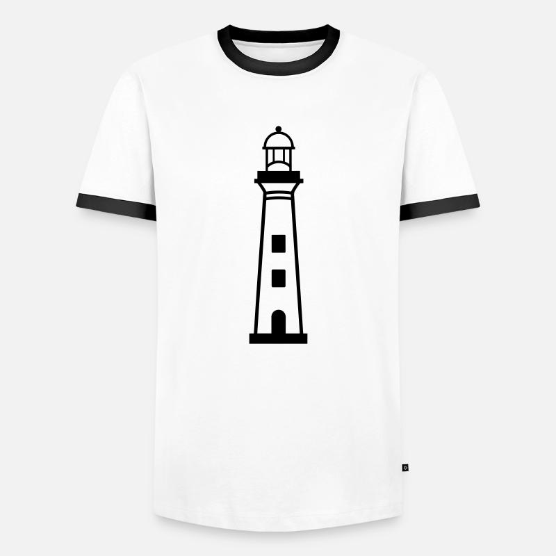 Leuchtturm - Männer Kontrast-T-Shirt - Weiß/Schwarz