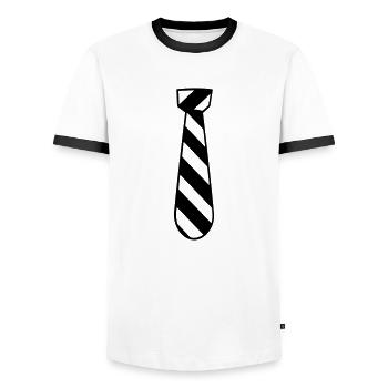 Tie - Men's Ringer Shirt - white/black - Front - AI Model Female 172 light (172cm) & AI Model Male 178 dark (178cm)