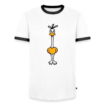 Road runner coucou oiseau drôle long cou se tient - T-shirt contrasté Homme - blanc/noir - Devant - AI Model Female 172 light (172cm) & AI Model Male 178 dark (178cm)