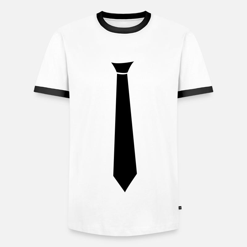 Krawatte - Männer Kontrast-T-Shirt - Weiß/Schwarz