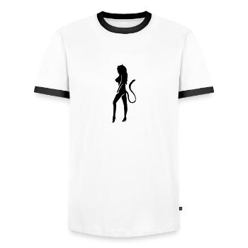 devilgirlbydik - Männer Kontrast-T-Shirt - Weiß/Schwarz - Vorne - AI Model Female 172 light (172cm) & AI Model Male 178 dark (178cm)