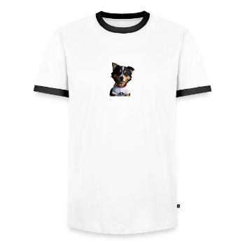 Cute dog - Men's Ringer Shirt - white/black - Front - AI Model Female 172 light (172cm) & AI Model Male 178 dark (178cm)
