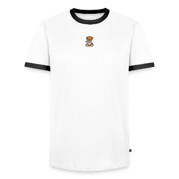 Pixel MiniBear Finland - Men's Ringer Shirt - white/black - Front - AI Model Female 172 light (172cm) & AI Model Male 178 dark (178cm)