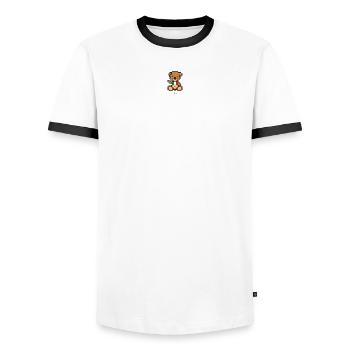 Pixel MiniBear Italy - Men's Ringer Shirt - white/black - Front - AI Model Female 172 light (172cm) & AI Model Male 178 dark (178cm)