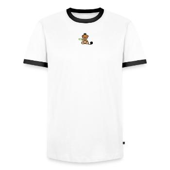 Pixel MiniBear Prisoner - Men's Ringer Shirt - white/black - Front - AI Model Female 172 light (172cm) & AI Model Male 178 dark (178cm)