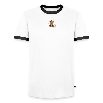 Pixel MiniBear Pride - Men's Ringer Shirt - white/black - Front - AI Model Female 172 light (172cm) & AI Model Male 178 dark (178cm)