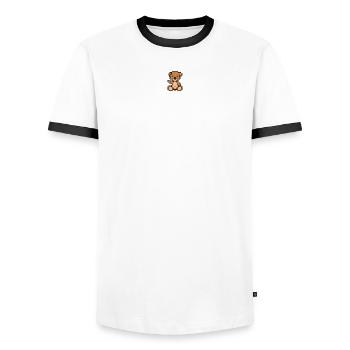 Pixel MiniTeddy Bear - Men's Ringer Shirt - white/black - Front - AI Model Female 172 light (172cm) & AI Model Male 178 dark (178cm)