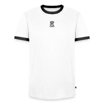 Pixel MiniBear Pastel Black - T-shirt contrasté Homme - blanc/noir - Devant - AI Model Female 172 light (172cm) & AI Model Male 178 dark (178cm)