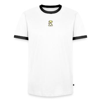Pixel MiniBear Pastel Yellow - T-shirt contrasté Homme - blanc/noir - Devant - AI Model Female 172 light (172cm) & AI Model Male 178 dark (178cm)