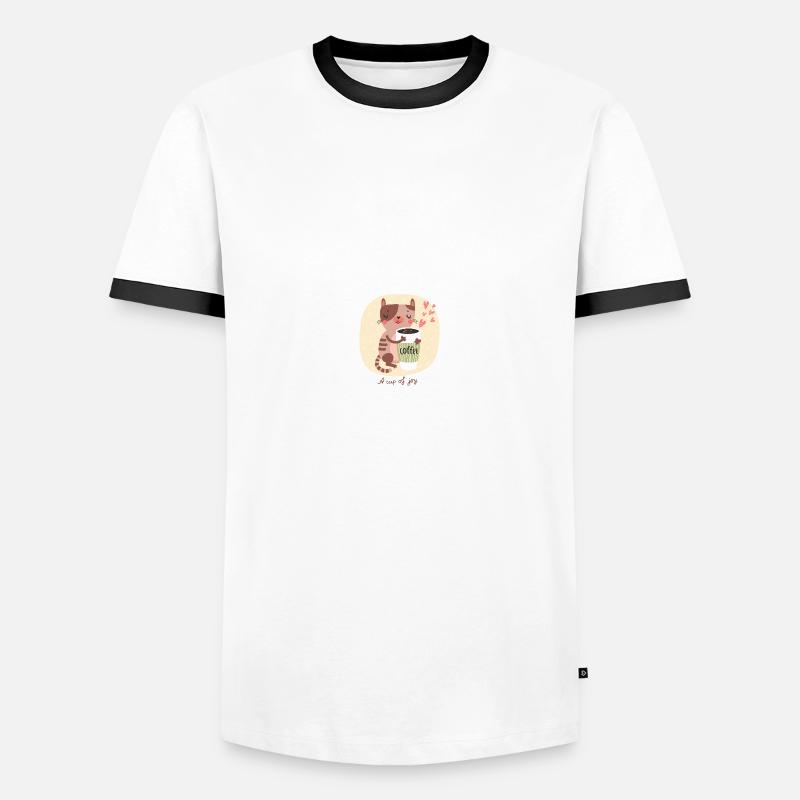 Katze - Männer Kontrast-T-Shirt - Weiß/Schwarz