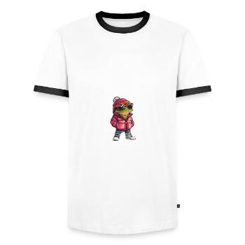 Grenouille Hiver - T-shirt contrasté Homme - blanc/noir - Devant - AI Model Female 172 light (172cm) & AI Model Male 178 dark (178cm)