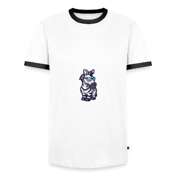 Zebra Cool Comic - Men's Ringer Shirt - white/black - Front - AI Model Female 172 light (172cm) & AI Model Male 178 dark (178cm)