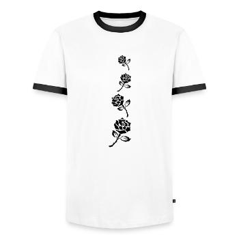 Rosenranke2 - Männer Kontrast-T-Shirt - Weiß/Schwarz - Vorne - AI Model Female 172 light (172cm) & AI Model Male 178 dark (178cm)