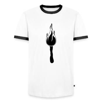 noir nuit marche torche lumière feu lumineux fla - T-shirt contrasté Homme - blanc/noir - Devant - AI Model Female 172 light (172cm) & AI Model Male 178 dark (178cm)