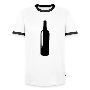 Weinflasche - Männer Kontrast-T-Shirt - Weiß/Schwarz - Vorne - AI Model Female 172 light (172cm) & AI Model Male 178 dark (178cm)